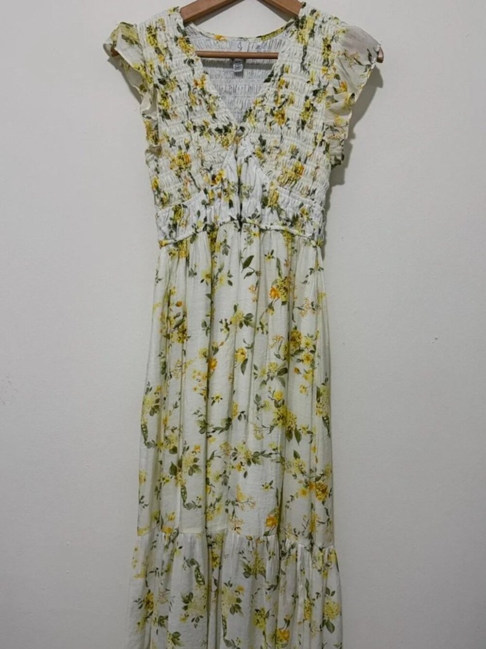 Joie White Maxi Dress with Yellow Floral Print